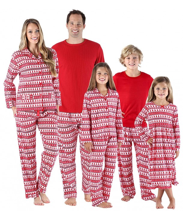 Holiday Family Matching Red Trees Flannel PJs Sets for The Family ...