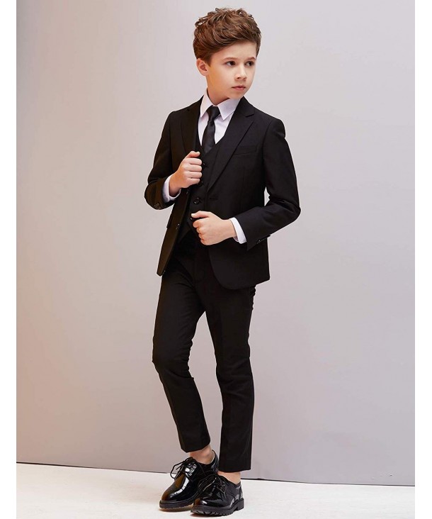 Boys Suits Slim Fit Formal Dress Suit 6 Piece Teen Black Suit - Navy ...