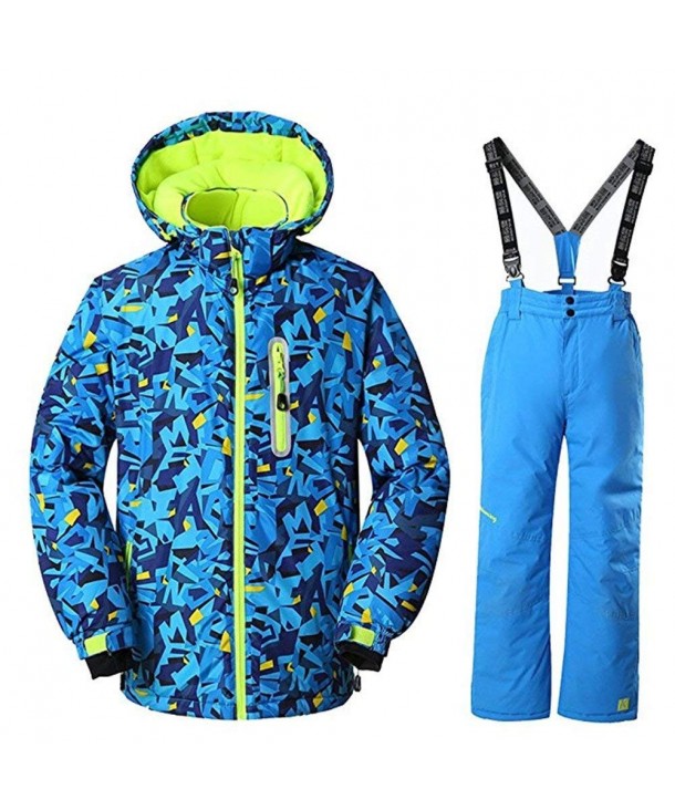 Boys Fashion Waterproof Windproof Ski Jacket Heavyweight 2 Pc Printed ...
